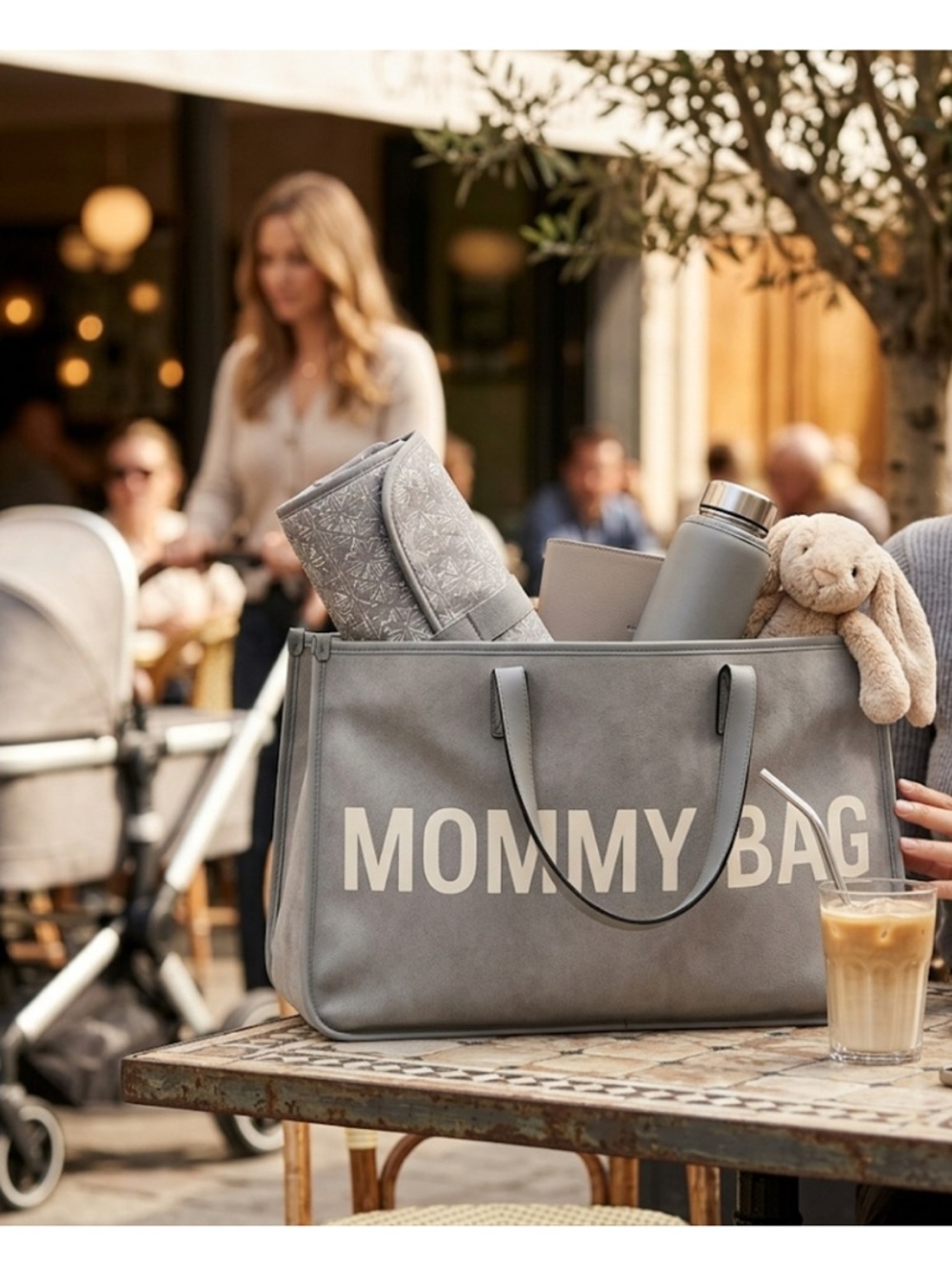 Elegant Gray Tote for Moms